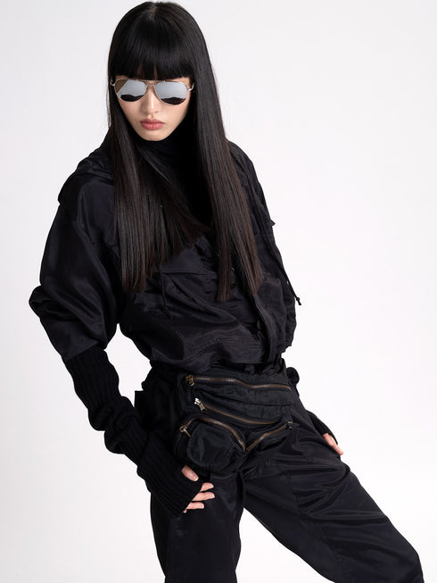 Silk Hooded Flight Suit black